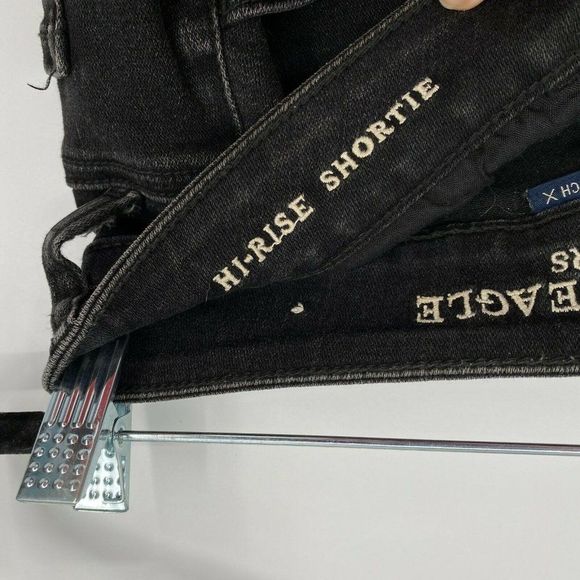 American Eagle Lace Cutoff Jean Short Women Size 4 High Rise Stretch Denim Black - Picture 5 of 11